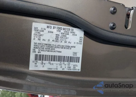 2006 Ford Explorer Eddie Bauer из США, поврежденный, VIN 1FMEU748X6UA77684